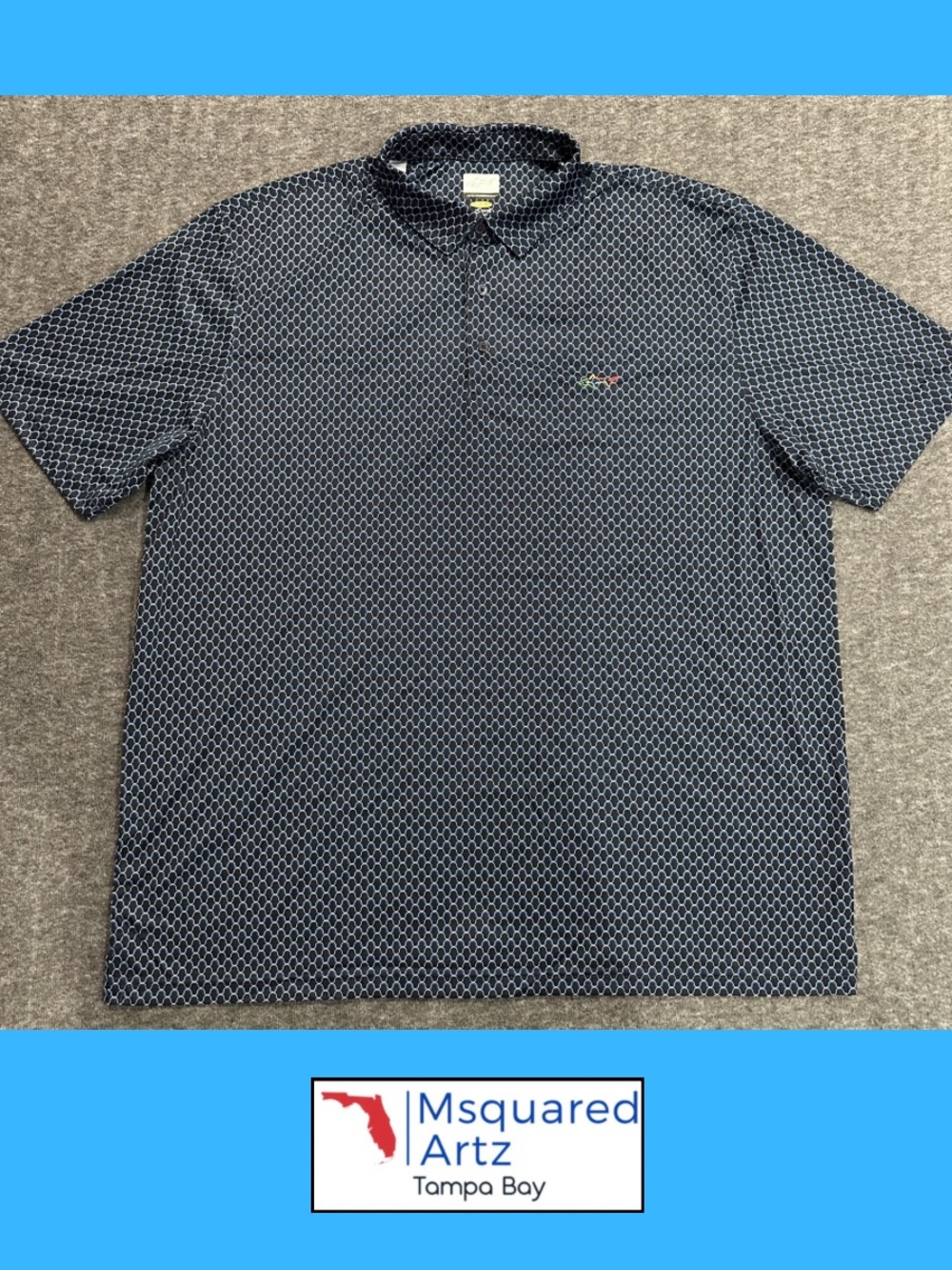 Greg Norman Play Dry Golf Polo Shirt XXXL Navy Geometric Print Performance